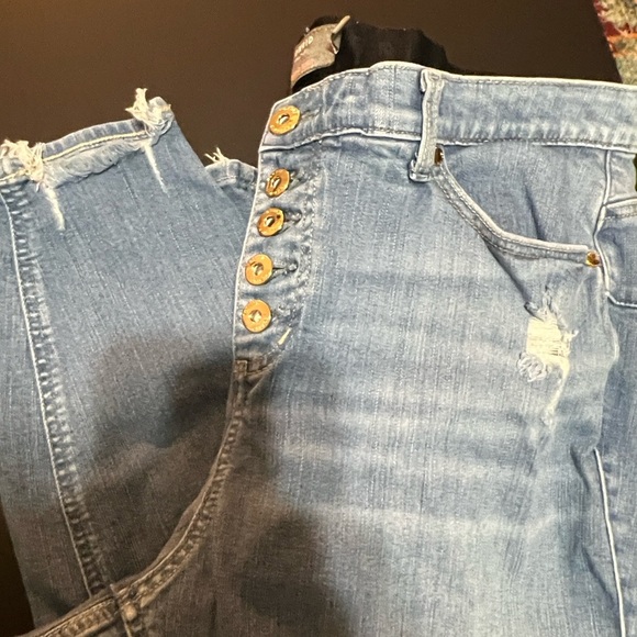 Torrid Light Blue Distressed bombshell skinny jeans - Picture 2 of 9